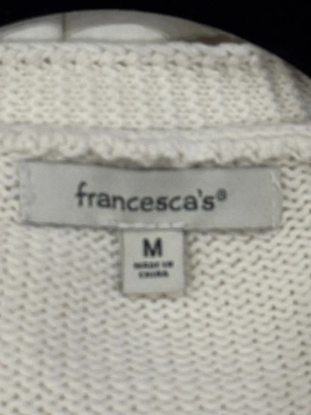 Francesca's Collections Cream Knit Cardigan with Pink Bow & Cocktail Motifs - Picture 3 of 4